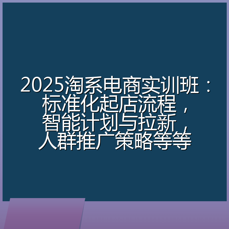 2025淘系电商实训班:标准化起店流程,智能计划与拉新,人群推广策略等等