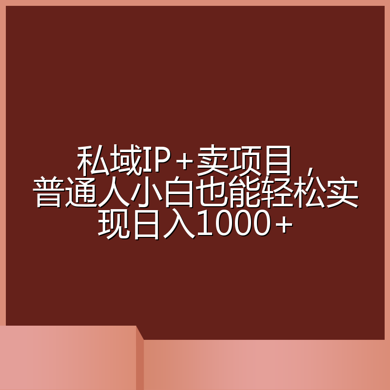 私域IP+卖项目,普通人小白也能轻松实现日入1000+