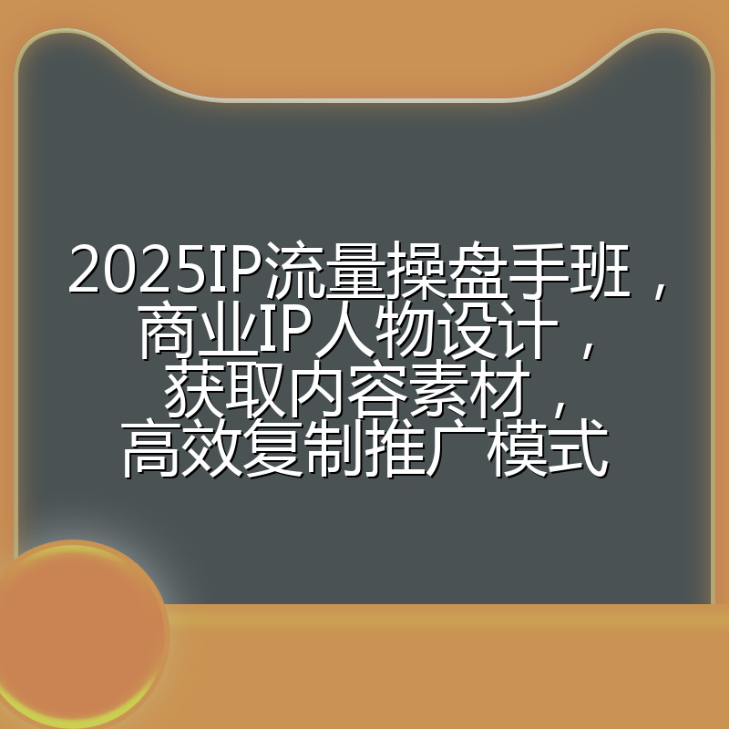 2025IP流量操盘手班，商业IP人物设计，获取内容素材，高效复制推广模式