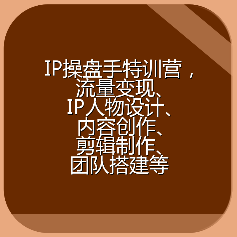 IP操盘手特训营,流量变现、IP人物设计、内容创作、剪辑制作、团队搭建等