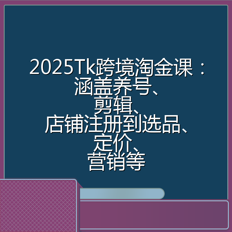 2025Tk跨境淘金课：涵盖养号、剪辑、店铺注册到选品、定价、营销等
