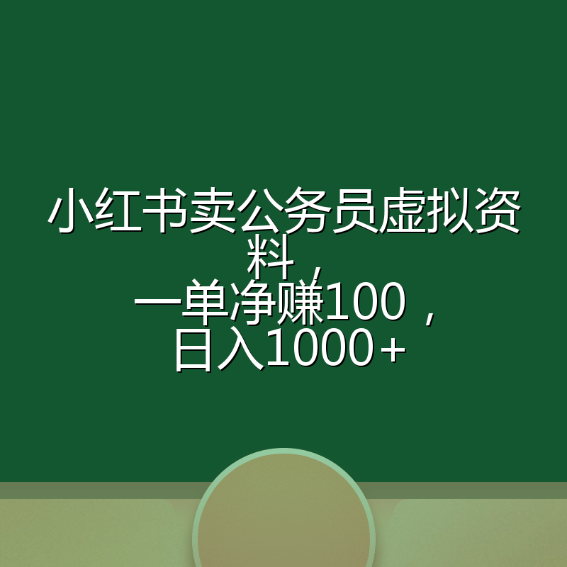 小红书卖公务员虚拟资料,一单净赚100,日入1000+