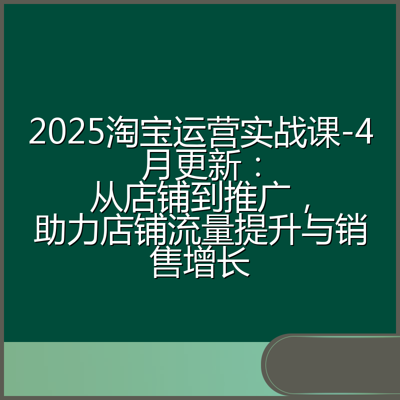 2025淘宝运营实战课-4月更新:从店铺到推广,助力店铺流量提升与销售增长