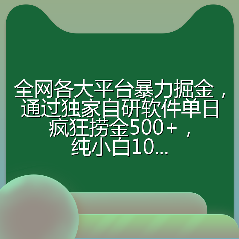 全网各大平台暴力掘金，通过独家自研软件单日疯狂捞金500+，纯小白10...
