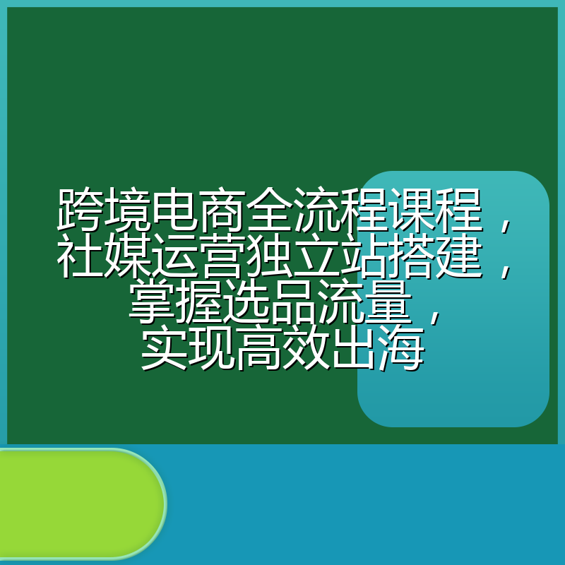 跨境电商全流程课程，社媒运营独立站搭建，掌握选品流量，实现高效出海