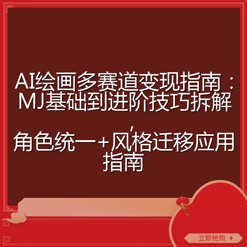AI绘画多赛道变现指南:MJ基础到进阶技巧拆解,角色统一+风格迁移应用指南