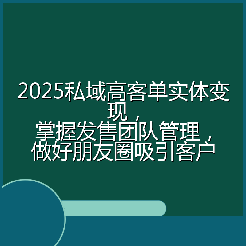 2025私域高客单实体变现,掌握发售团队管理,做好朋友圈吸引客户