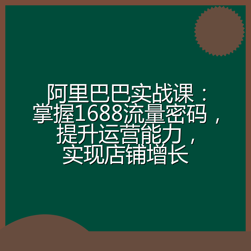 阿里巴巴实战课:掌握1688流量密码,提升运营能力,实现店铺增长