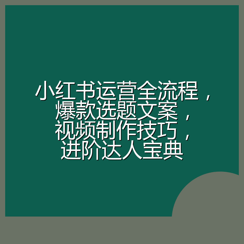 小红书运营全流程,爆款选题文案,视频制作技巧,进阶达人宝典