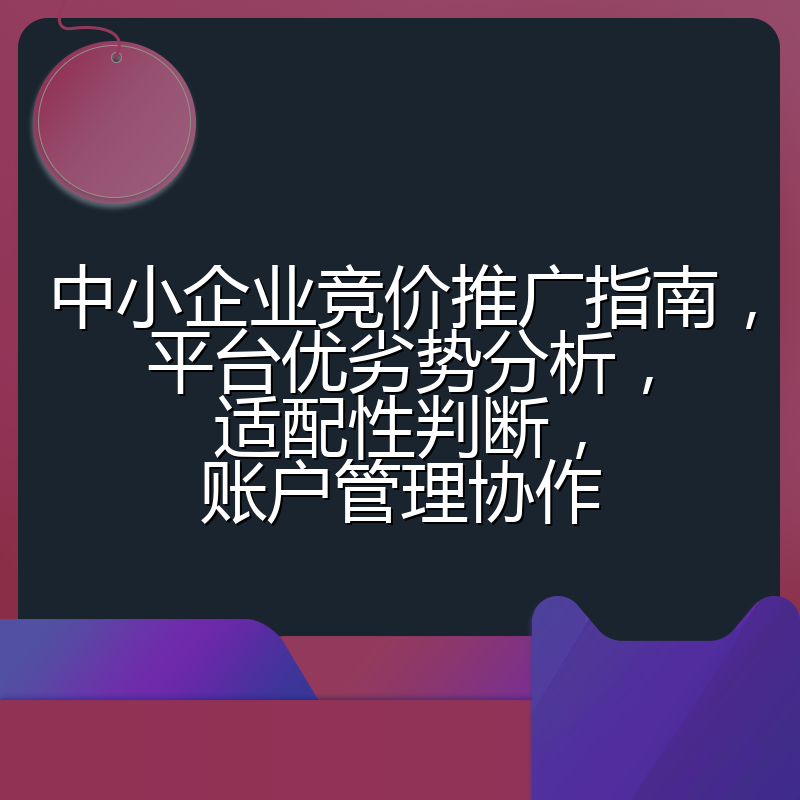 中小企业竞价推广指南,平台优劣势分析,适配性判断,账户管理协作
