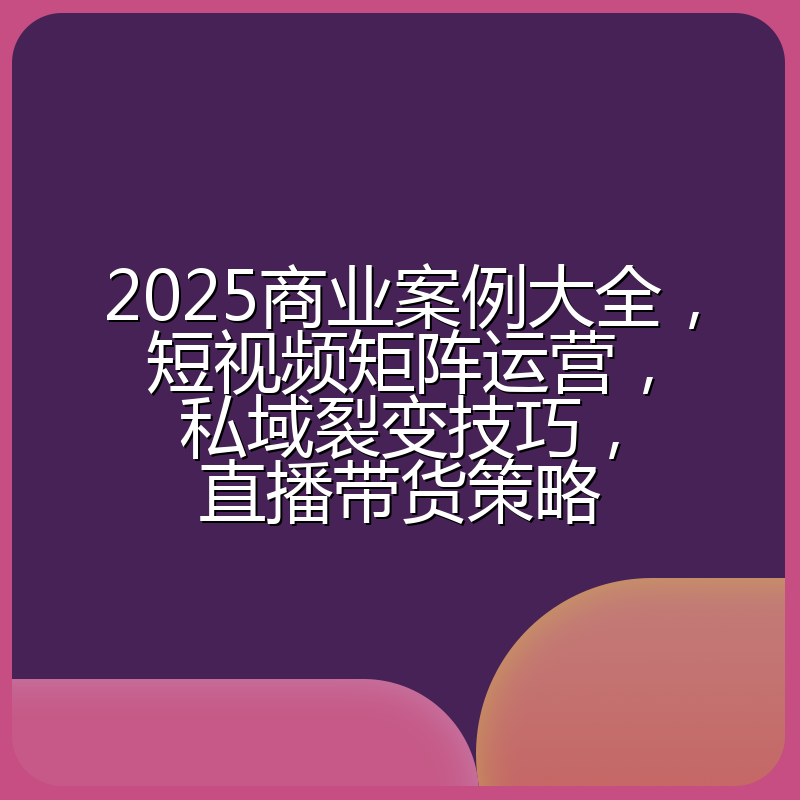 2025商业案例大全,短视频矩阵运营,私域裂变技巧,直播带货策略