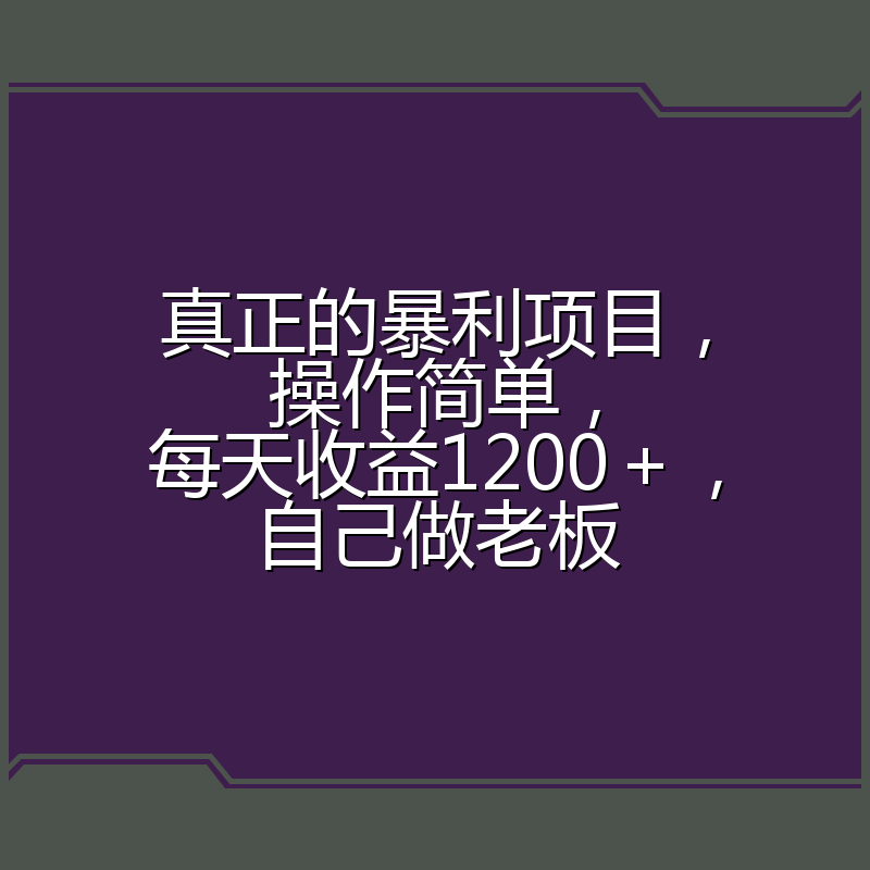 真正的暴利项目，操作简单，每天收益1200＋，自己做老板