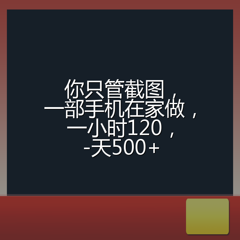 你只管截图，一部手机在家做，一小时120，-天500+