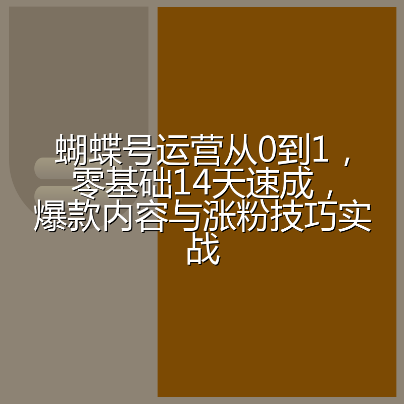 蝴蝶号运营从0到1,零基础14天速成,爆款内容与涨粉技巧实战