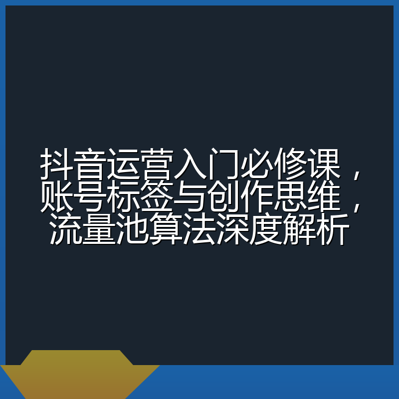 抖音运营入门必修课，账号标签与创作思维，流量池算法深度解析