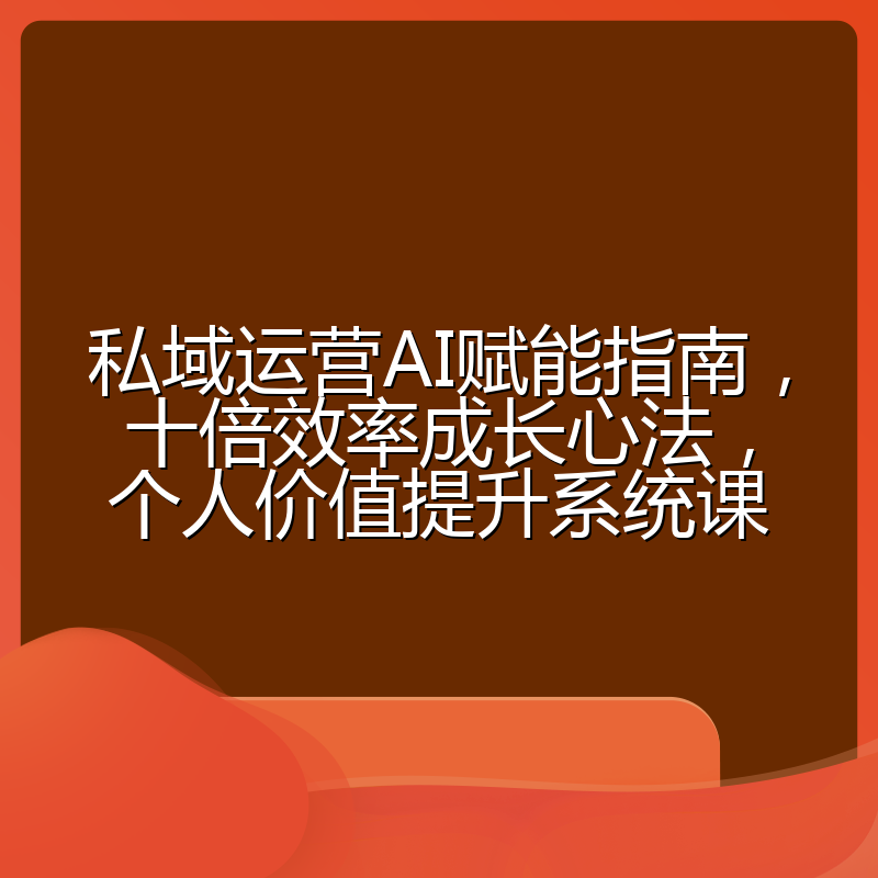 私域运营AI赋能指南,十倍效率成长心法,个人价值提升系统课