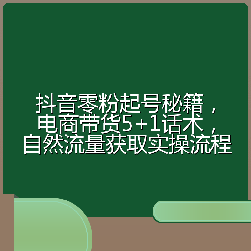 抖音零粉起号秘籍，电商带货5+1话术，自然流量获取实操流程