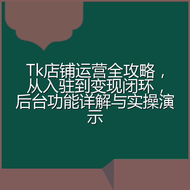 Tk店铺运营全攻略，从入驻到变现闭环，后台功能详解与实操演示