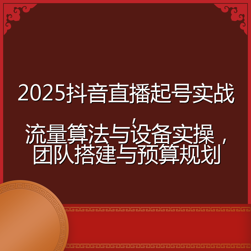 2025抖音直播起号实战，流量算法与设备实操，团队搭建与预算规划
