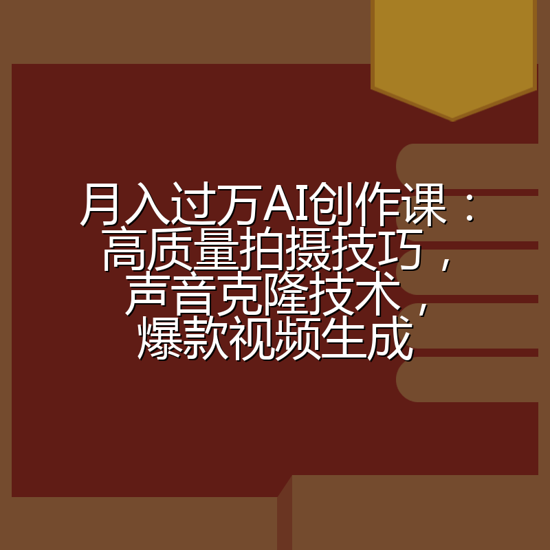 月入过万AI创作课：高质量拍摄技巧，声音克隆技术，爆款视频生成