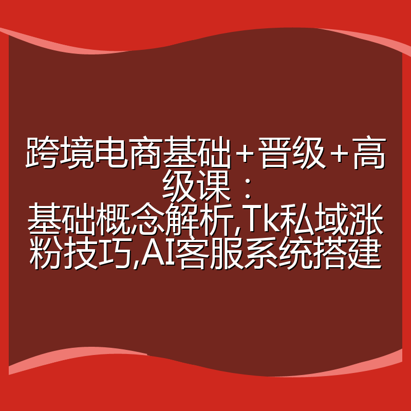 跨境电商基础+晋级+高级课:基础概念解析,Tk私域涨粉技巧,AI客服系统搭建