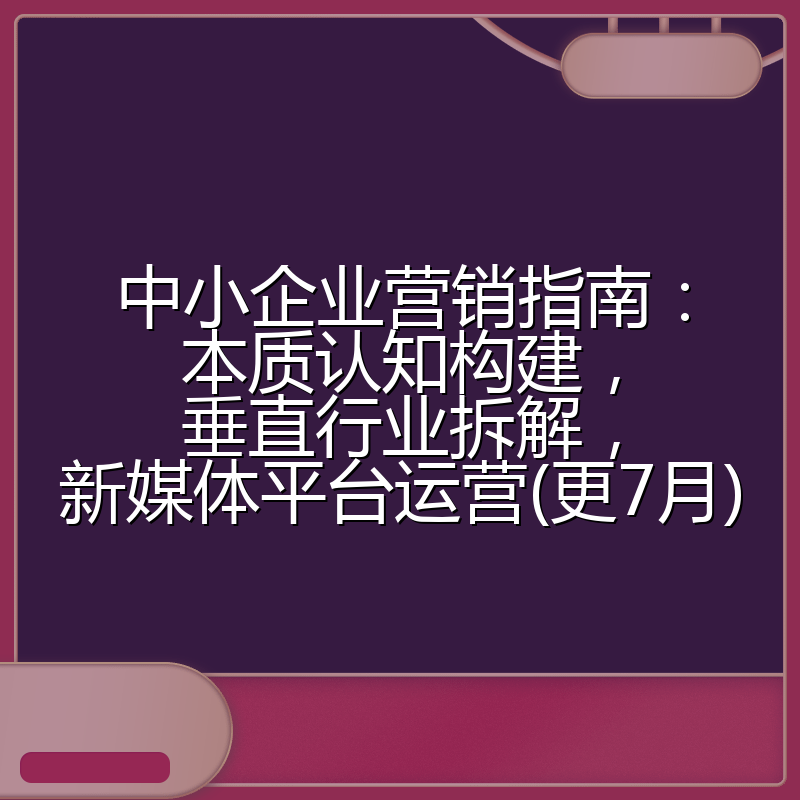 中小企业营销指南:本质认知构建,垂直行业拆解,新媒体平台运营(更7月)