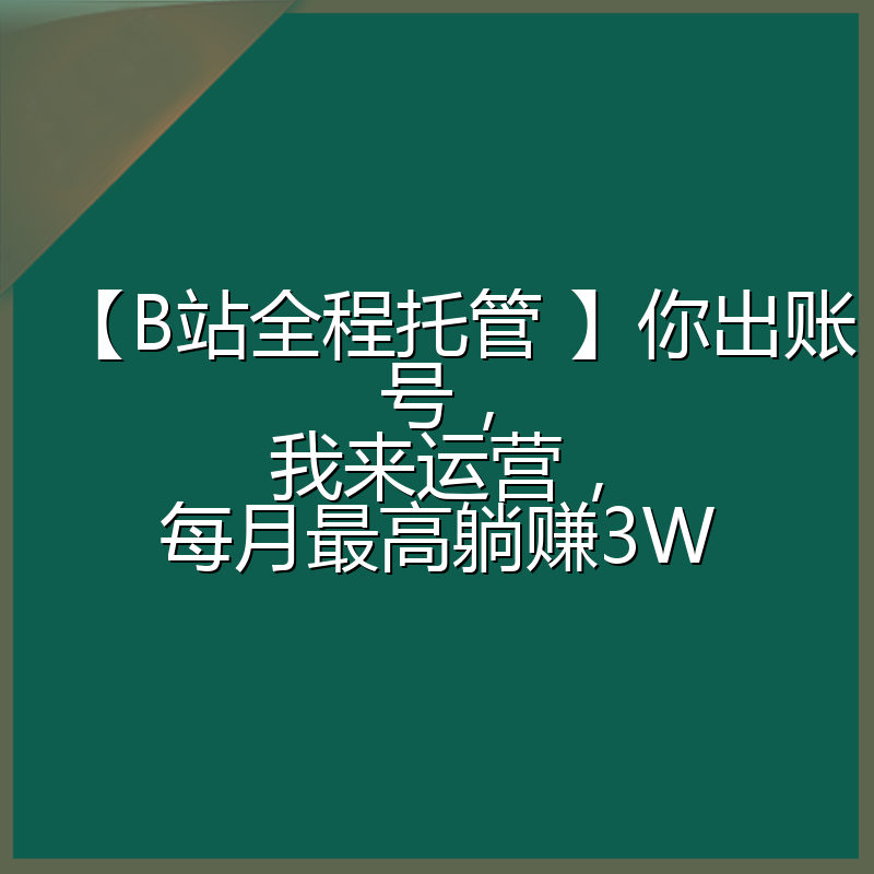 【B站全程托管 】你出账号,我来运营,每月最高躺赚3W