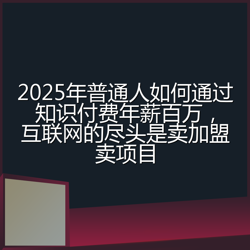 2025年普通人如何通过知识付费年薪百万，互联网的尽头是卖加盟卖项目