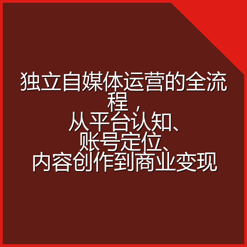 独立自媒体运营的全流程,从平台认知、账号定位、内容创作到商业变现