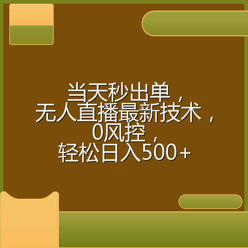 当天秒出单,无人直播最新技术,0风控,轻松日入500+