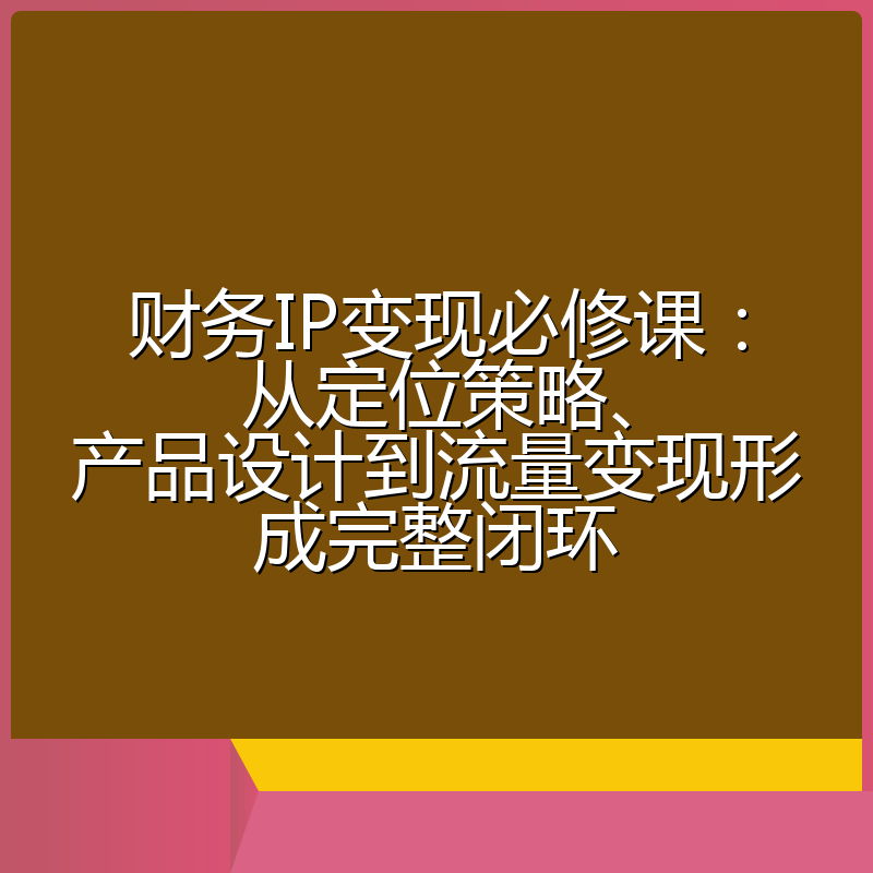 财务IP变现必修课:从定位策略、产品设计到流量变现形成完整闭环