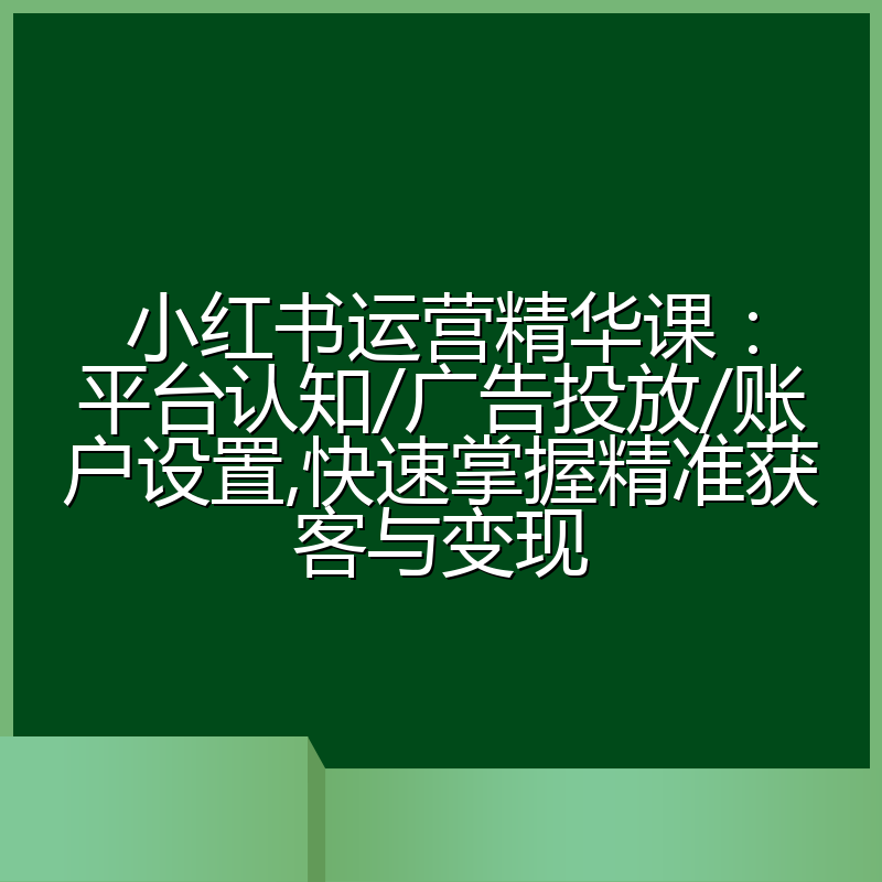 小红书运营精华课:平台认知/广告投放/账户设置,快速掌握精准获客与变现