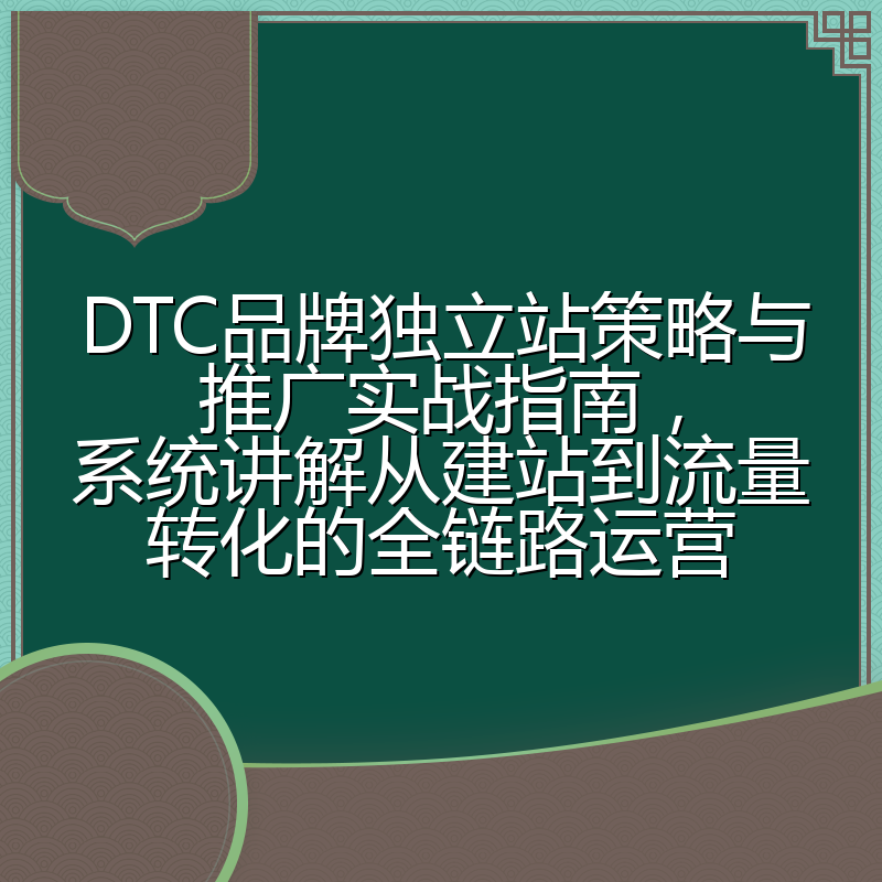 DTC品牌独立站策略与推广实战指南，系统讲解从建站到流量转化的全链路运营