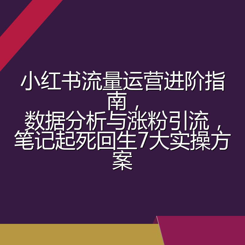 小红书流量运营进阶指南，数据分析与涨粉引流，笔记起死回生7大实操方案