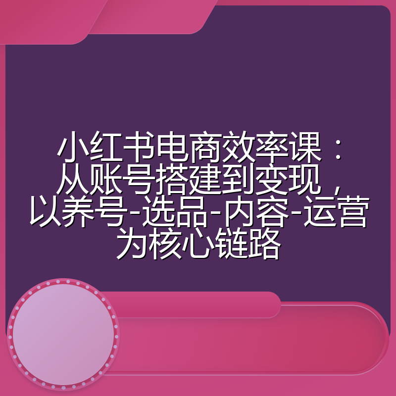 小红书电商效率课:从账号搭建到变现,以养号-选品-内容-运营为核心链路