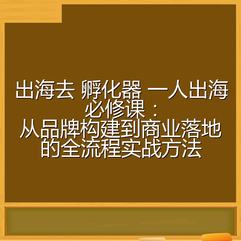 出海去 孵化器 一人出海必修课：从品牌构建到商业落地的全流程实战方法