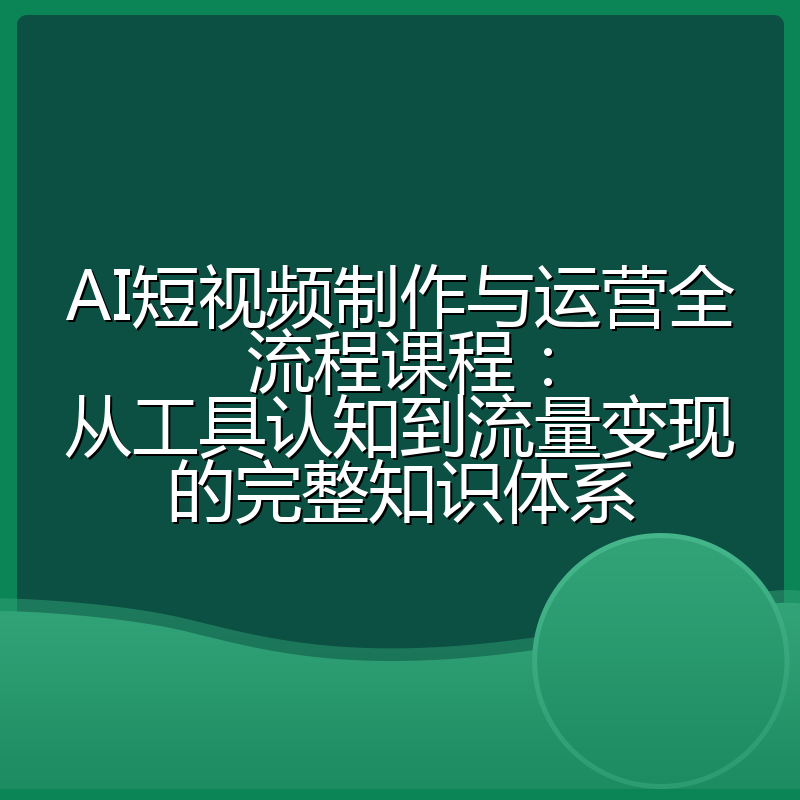 AI短视频制作与运营全流程课程:从工具认知到流量变现的完整知识体系