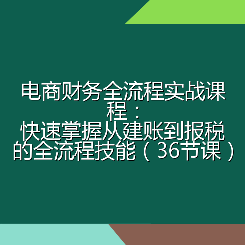 电商财务全流程实战课程:快速掌握从建账到报税的全流程技能(36节课)