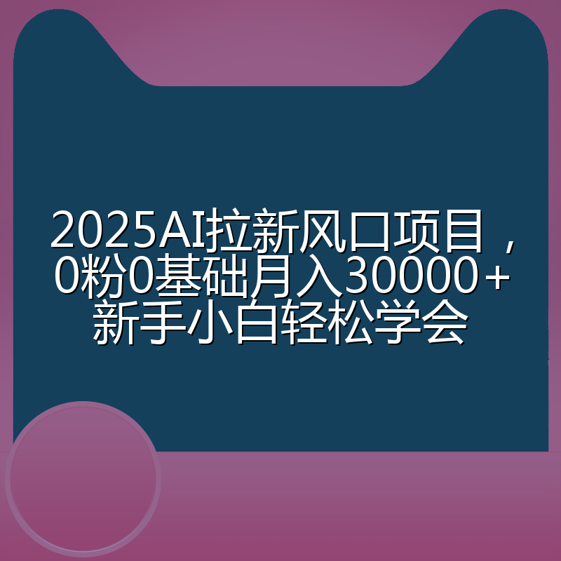 2025AI拉新风口项目,0粉0基础月入30000+新手小白轻松学会