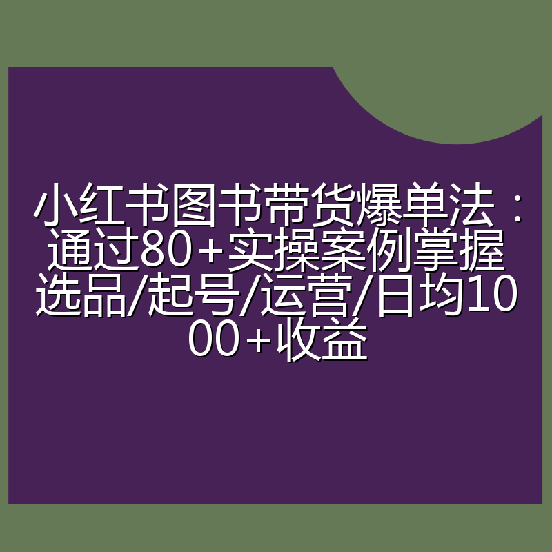 小红书图书带货爆单法：通过80+实操案例掌握选品/起号/运营/日均1000+收益