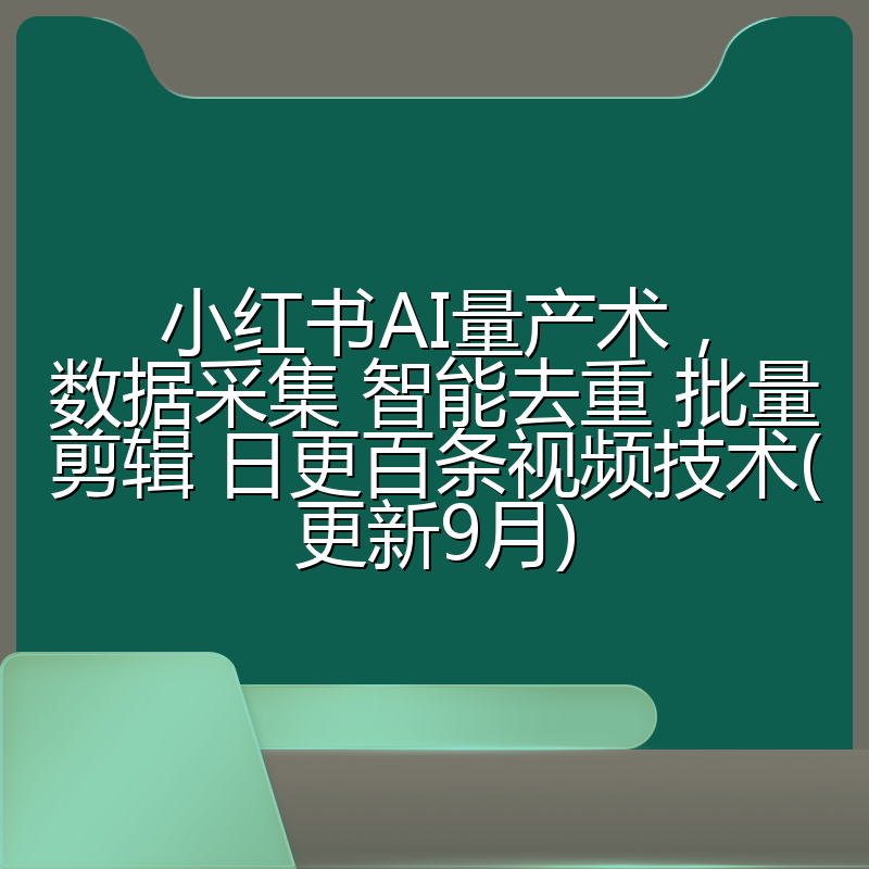 小红书AI量产术，数据采集 智能去重 批量剪辑 日更百条视频技术(更新9月)