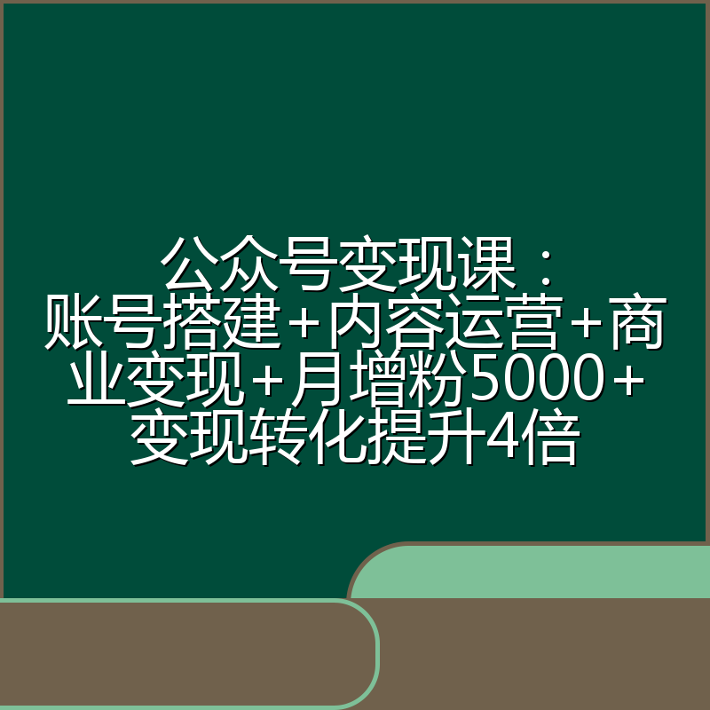 公众号变现课：账号搭建+内容运营+商业变现+月增粉5000+变现转化提升4倍