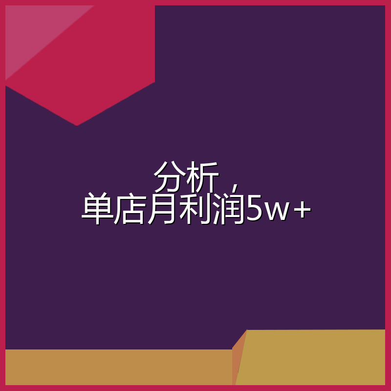 分析,单店月利润5w+