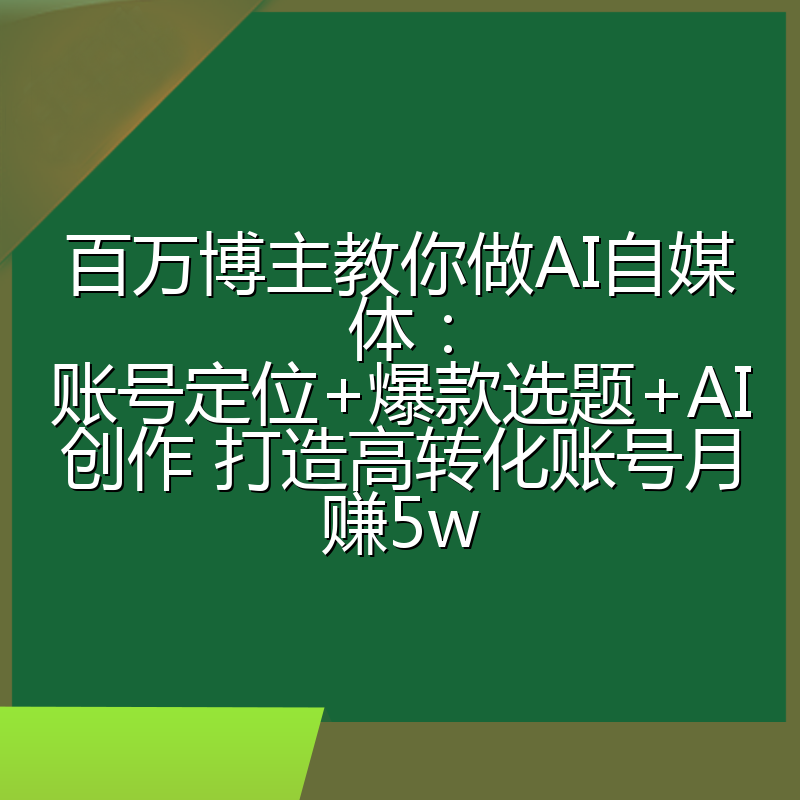 百万博主教你做AI自媒体：账号定位+爆款选题+AI创作 打造高转化账号月赚5w