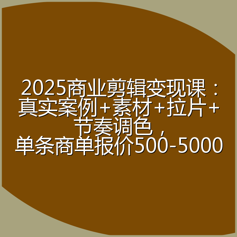 2025商业剪辑变现课：真实案例+素材+拉片+节奏调色，单条商单报价500-5000