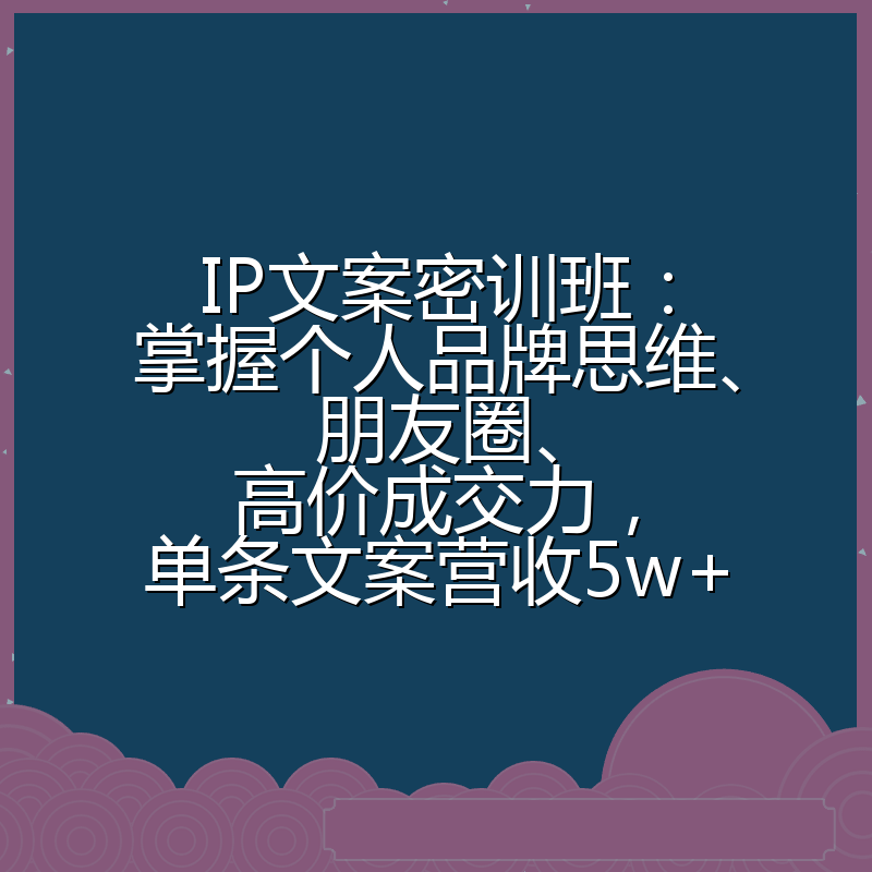 IP文案密训班：掌握个人品牌思维、朋友圈、高价成交力，单条文案营收5w+