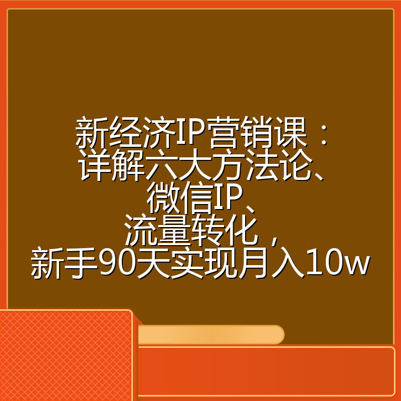新经济IP营销课:详解六大方法论、微信IP、流量转化,新手90天实现月入10w