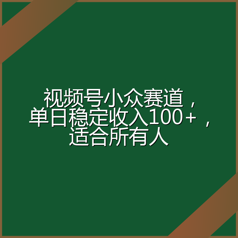 视频号小众赛道，单日稳定收入100+，适合所有人