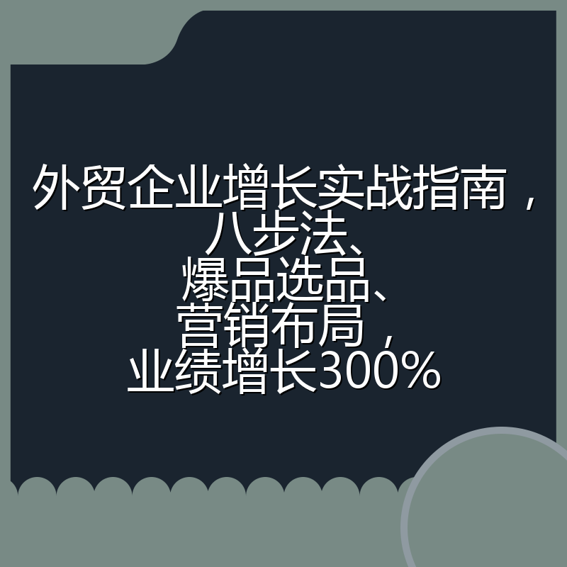 外贸企业增长实战指南，八步法、爆品选品、营销布局，业绩增长300%