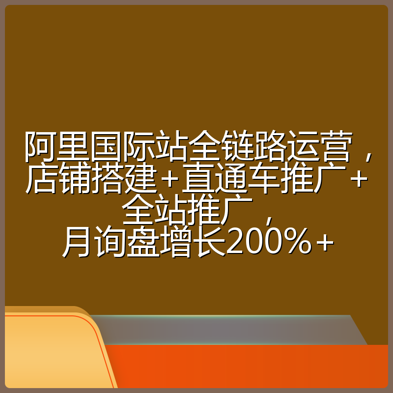 阿里国际站全链路运营，店铺搭建+直通车推广+全站推广，月询盘增长200%+